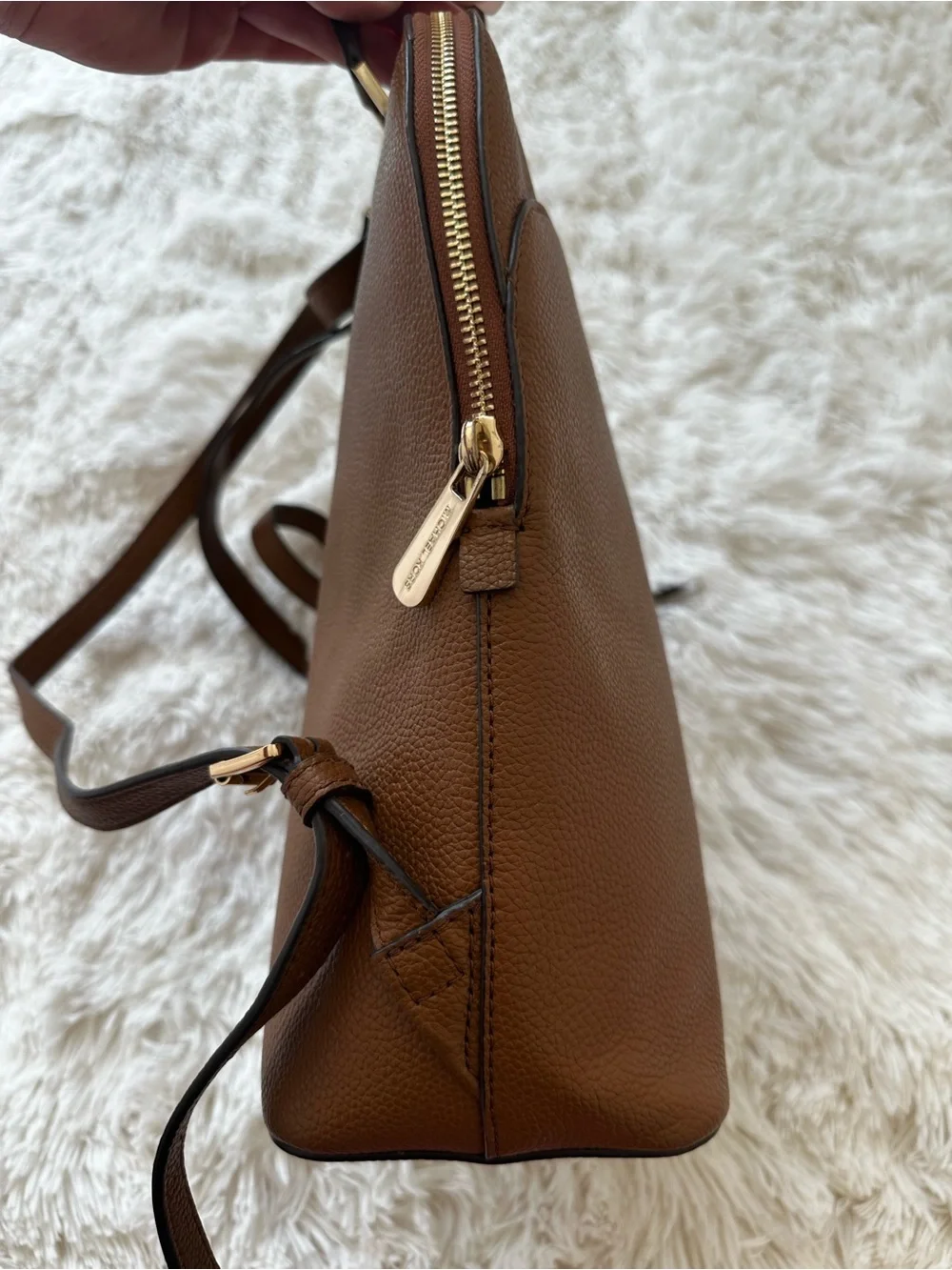 Michael Kors Adele Brown Pebbled Leather Backpack Gold Hardware - Picture 7 of 16